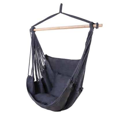 Gardeon Hammock Chair Outdoor Camping Hanging Hammocks Cushion Pillow Grey - DANGL