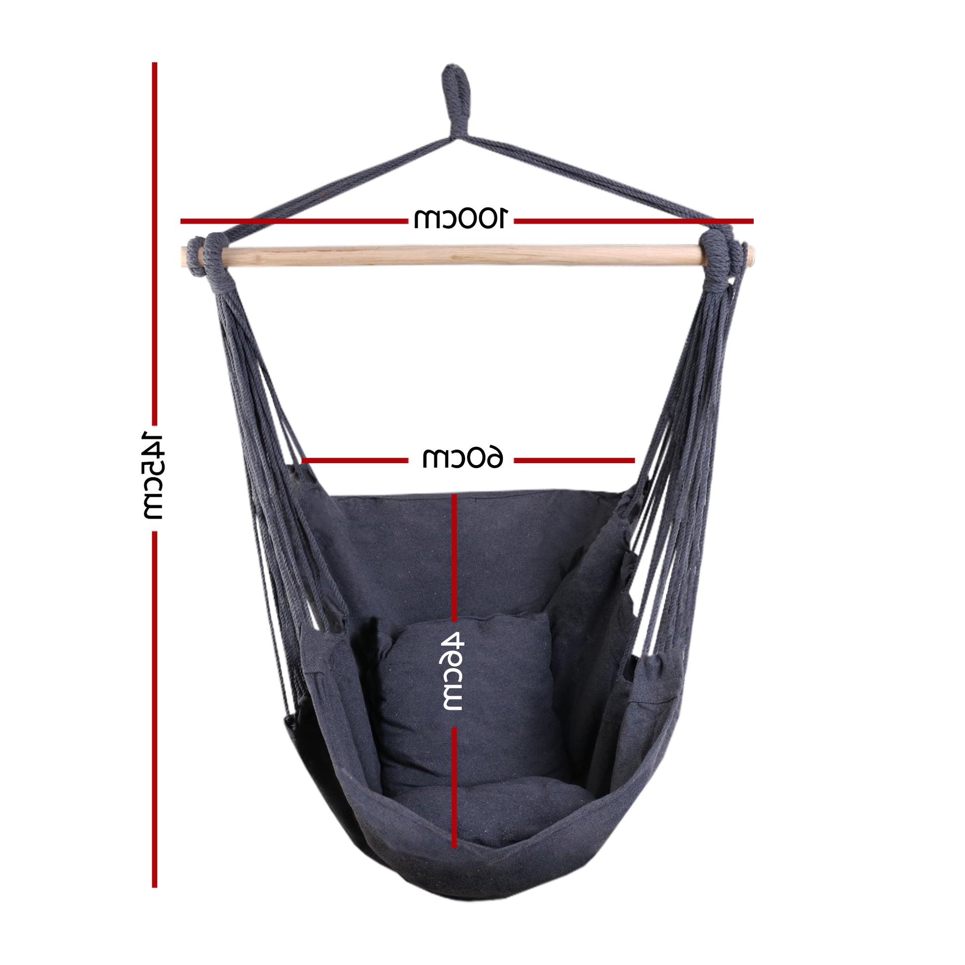 Gardeon Hammock Chair Outdoor Camping Hanging Hammocks Cushion Pillow Grey - DANGL